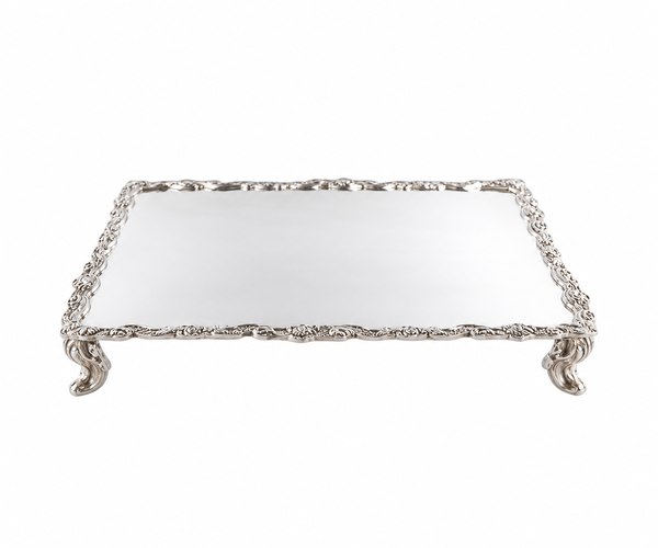 SUPORTE PRATA RET 40X30CM C/PES BORDA RENDAD