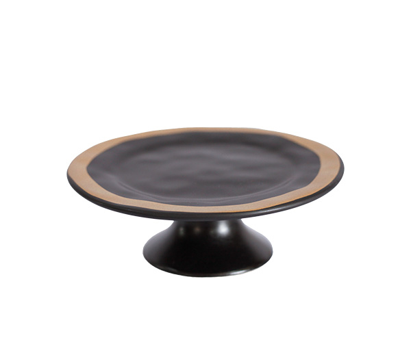 SUPORTE BOLO PRETO C/ FILETE DOURADO 20X7,5CM