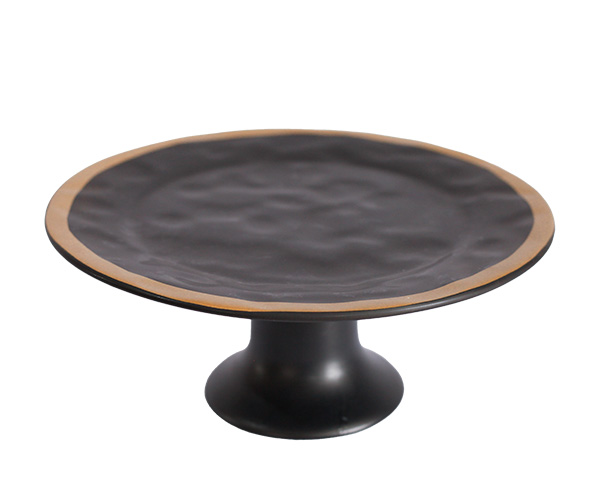 SUPORTE BOLO PRETO C/ FILETE DOURADO 27X10