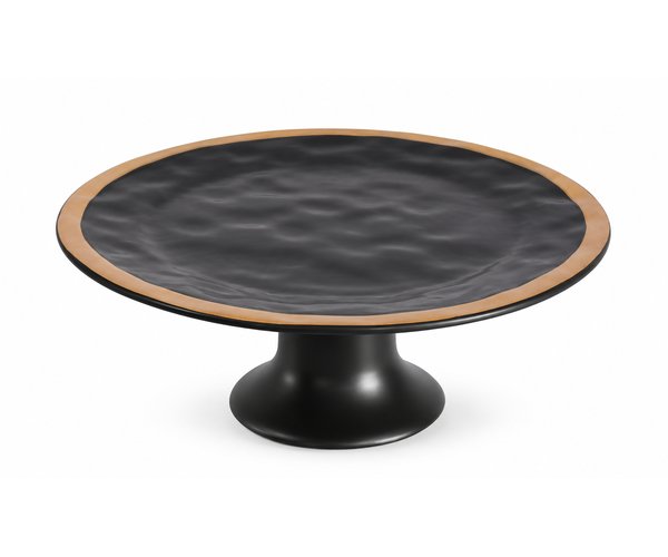 SUPORTE BOLO PRETO C/ FILETE DOURADO 27X10