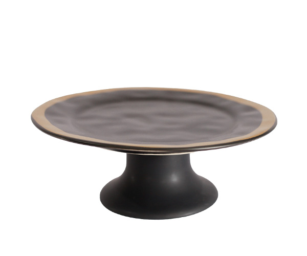 SUPORTE BOLO PRETO C/ FILETE DOURADO 33 X 14