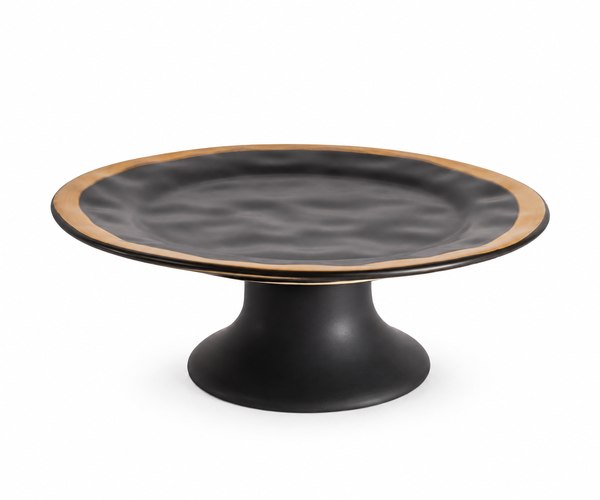 SUPORTE BOLO PRETO C/ FILETE DOURADO 33 X 14