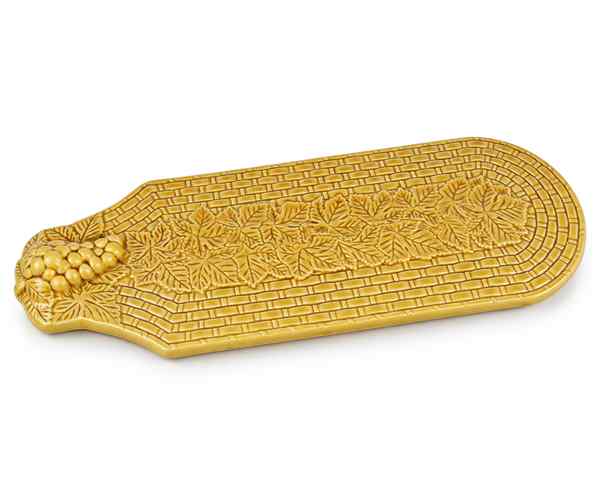 TABUA DE QUEIJO OVAL MOSTARDA 60X23CM