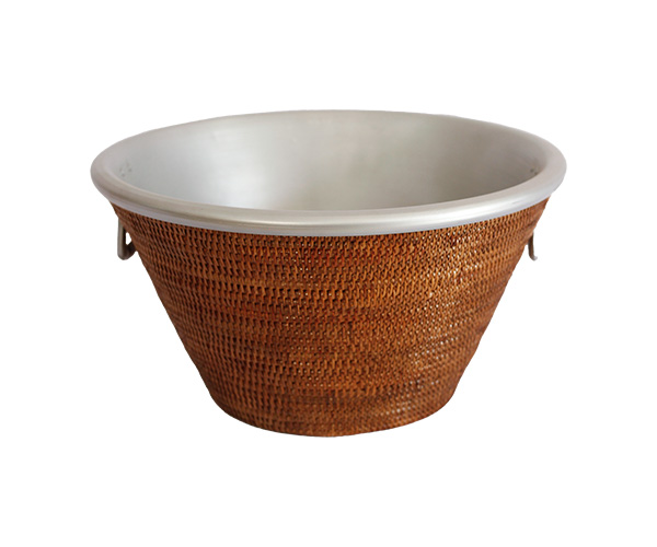 CHAMPANHEIRA ALUMINIO MESA C/ RATTAN 46X23CM