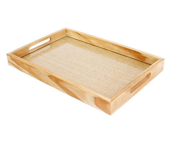 BANDEJA MADEIRA PINUS C/ SISAL 45X30X4,5CM