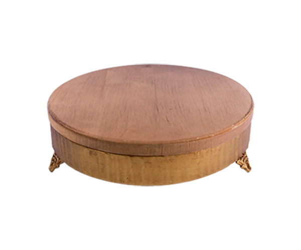 BASE REDONDA COM PE DOURADO MADEIRA 40X10CM