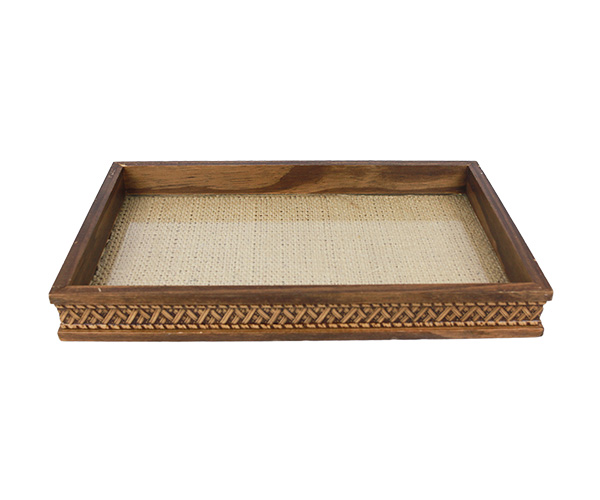 BANDEJA MADEIRA C/SISAL TRANÇADO NAT37XZ23X4CM