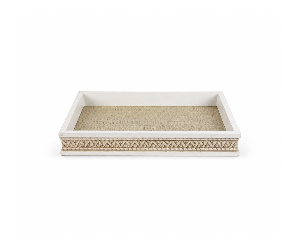 BANDEJA MADEIRA C SISALTRANÇADO BCA 37X23X4CM