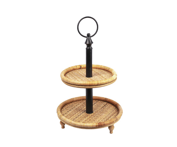 SUPORTE RATTAN 2 AND HASTE FERRO PRETO