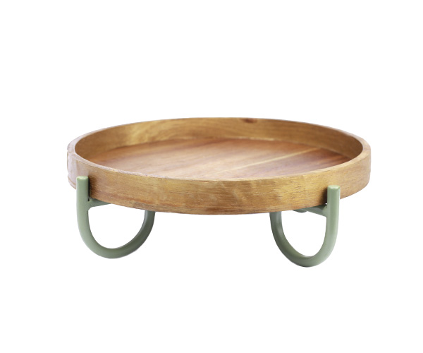 BANDEJA MADEIRA RED COM METAL VERDE 28CMX9CM