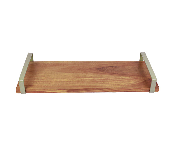 BANDEJA MADEIRA RET ALCA METAL VERDE 60X23CM