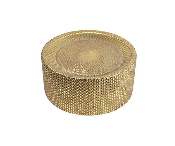 BASE METAL REDONDA TEXTURIZADO DOURADA 22X9CM