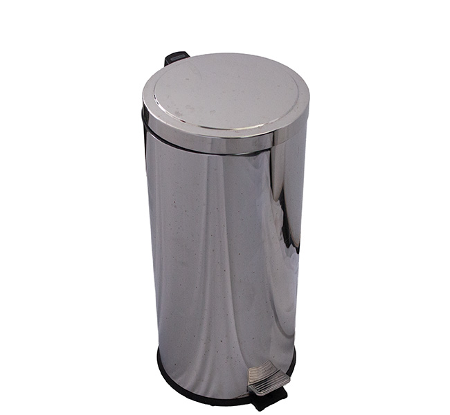 LIXEIRA INOX COM PEDAL 30L A=65CM D=30CM