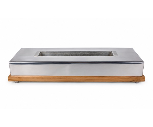 LAREIRA DE MESA COM MADEIRA TEKA E ALUMINIO