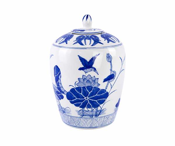 POTICHE CHINES BCO/AZUL VITORIA REGI 33X22