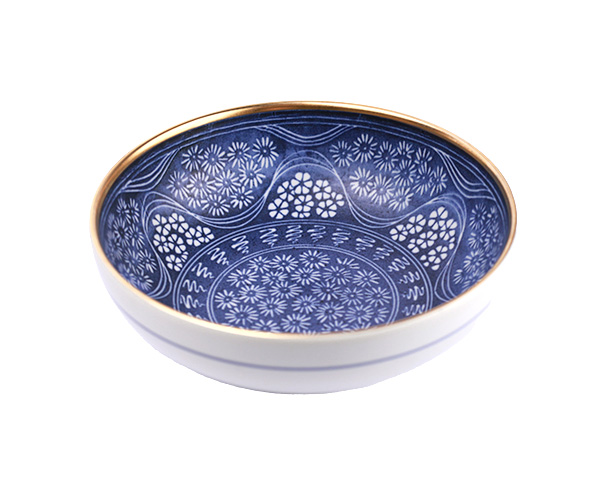 BOWL AZUL FLORIDO FILETADO OURO MV 19,5CM