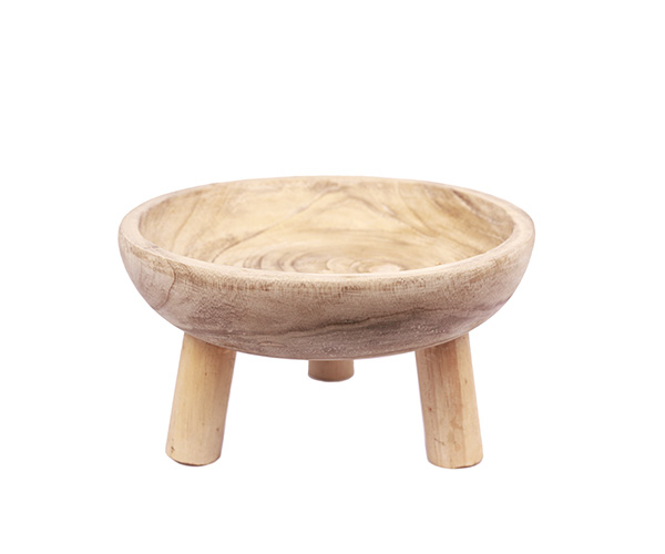 BOWL DE MADEIRA COM PE KENDU 29X16CM