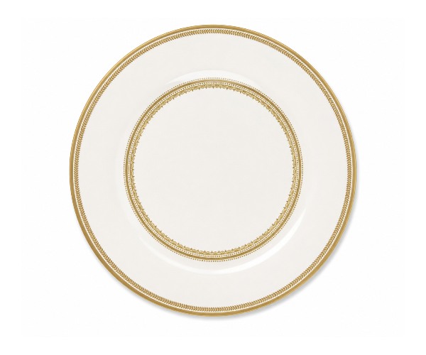 PRATO PORC MESA PLISSAN RENDADO DOURADO