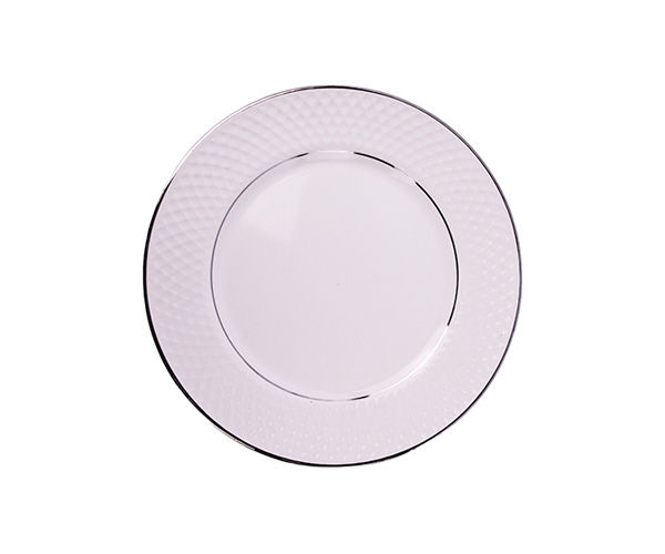PRATO PORC MESA BRANCO C/FILETE PRATA