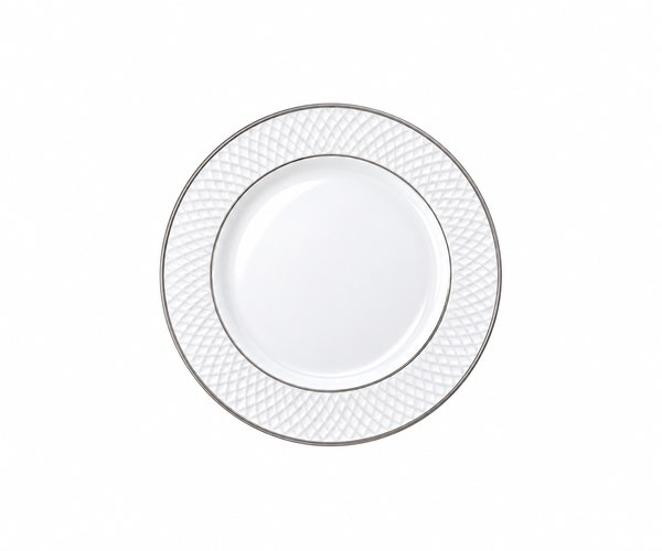 PRATO PORC SOBREMESA BRANCO C/FILETE PRATA