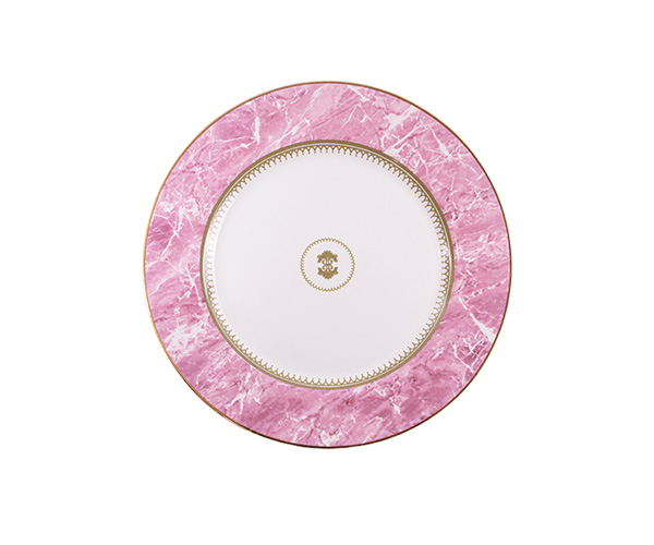 PRATO MESA MARBLE ROSA FILETE DOURADO