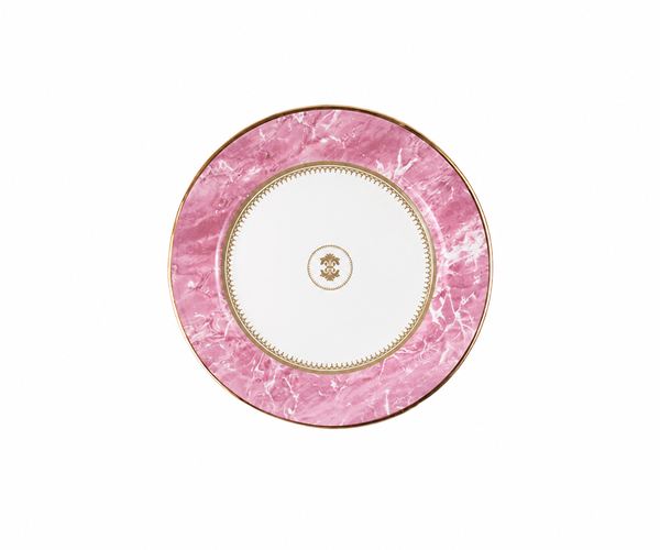 PRATO SOBREMESA MARBLE ROSA FIL DOURADO