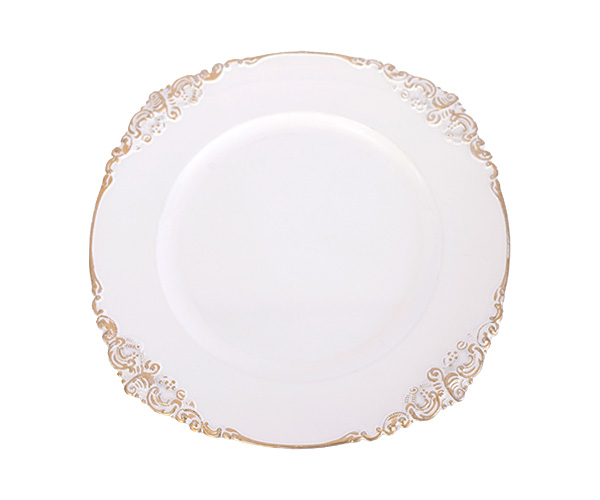 SOUSPLAT PLASTICO BRANCO C/ DOURADO D=35CM
