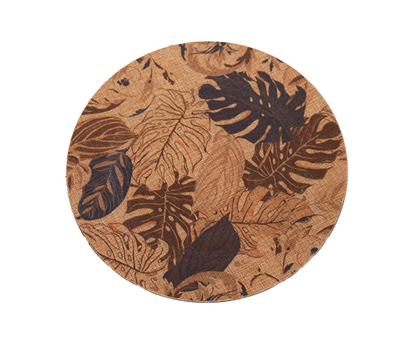 SOUSPLAT PLASTICO BEGE C/ FOLHAGENS D=33CM