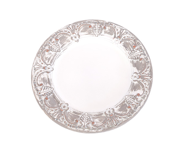 SOUSPLAT PLASTICO BRANCO C/ FLOR D=33CM