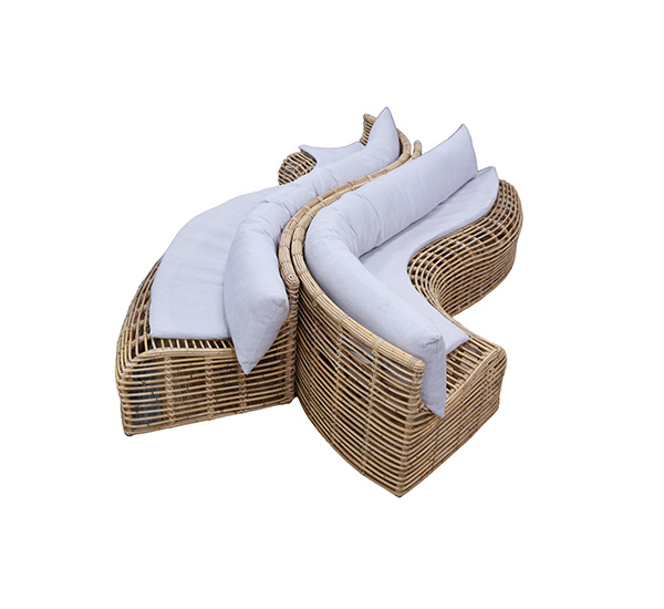 SOFA RATTAN CURVADO DUPLO 2,50X70X60CM
