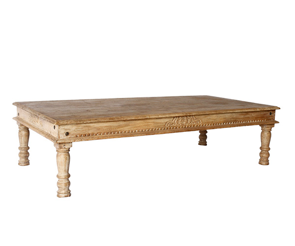 MESA CENTRO MADEIRA PATINA RET 1,30X0,70CM BEGE