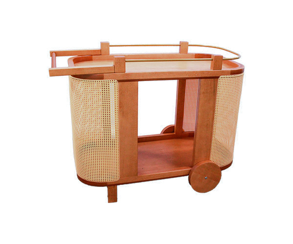 CARRINHO MADEIRA OVAL COM PALHINHA 1,05X70X1,45CM
