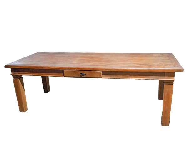 MESA MADEIRA RUSTICA RET 2,50X1,00 1 GAVETA