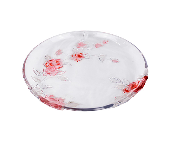 PRATO VIDRO RED FUNDO 0,40 CM FLORE COR DE ROSA