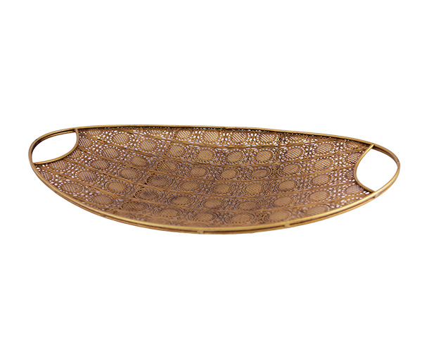 BANDEJA ALUMINIO DOURADA OVAL 65X35 GDE