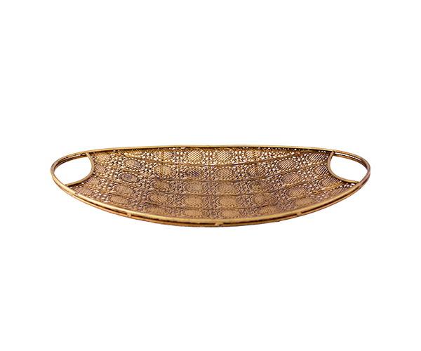 BANDEJA ALUMINIO DOURADO OVAL 56X30 MED