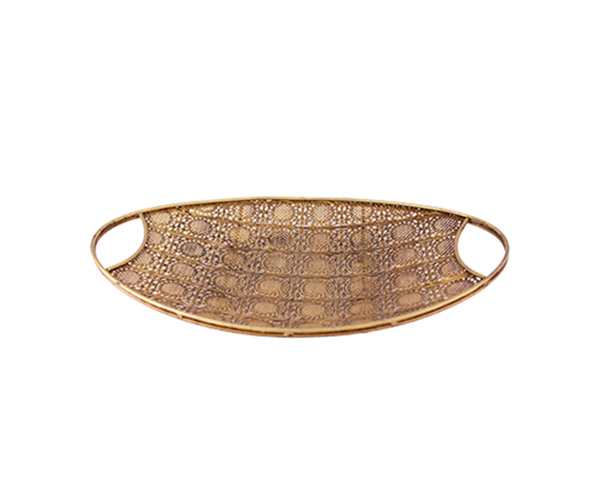 BANDEJA ALUMINIO DOURADO OVAL PEQ