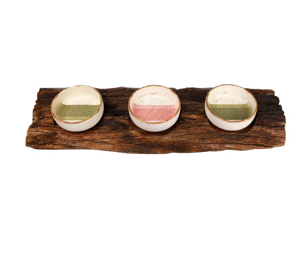 TRONCO RUSTICO C/ 2 TIGELA ASPEN VERDE E 1 ROSA