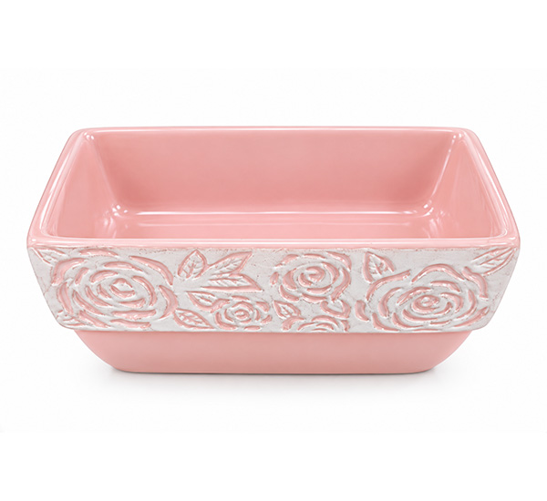 CACHEPO CERAMICA RET SALMÃO C/ ROSAS 18X10X11
