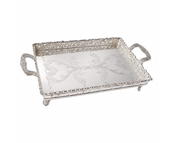 BANDEJA PRATA RET BORDADA C/ ALCAS E PE 29X19
