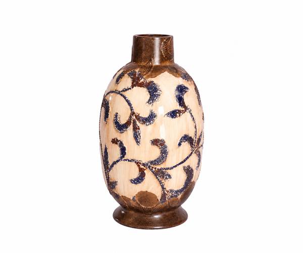 VASO CERAMICA BEGE FLOR DE LIS 35X6
