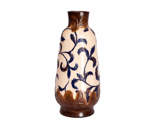 VASO CERAMICA BEGE FLOR DE LIS 43X7,5