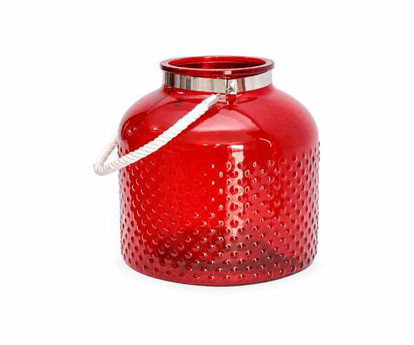 VASO VIDRO DECORATIVO VERMELHO C/ALCA GRANDE