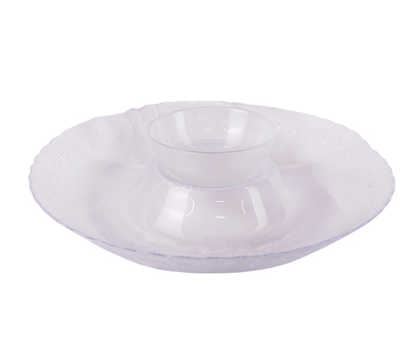 SALADEIRA VIDRO C/ MOLHEIRA 37CM