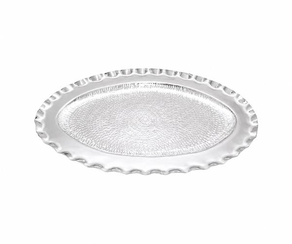 BANDEJA PRATA OVAL ONDAS NA BORDA MEDIA