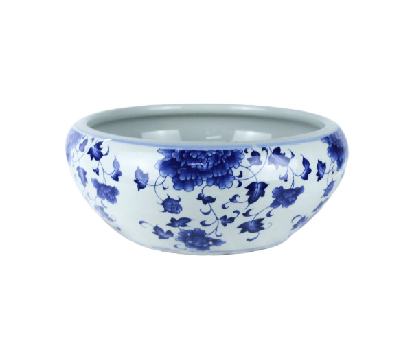 SALADEIRA PORC AZUL E BRANCA D=34 A=14 PEQUENA
