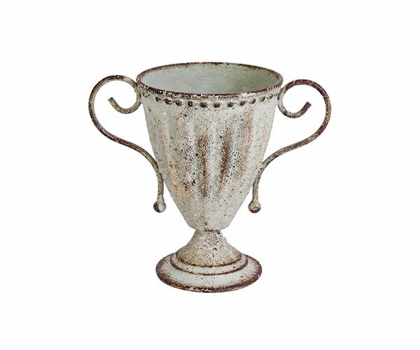 VASO FERRO VERDE ACQUA TAÇA C/ ALÇAS A=19 D=13
