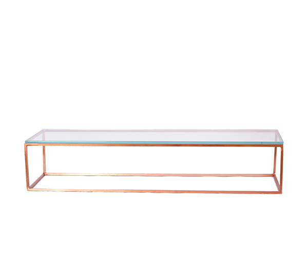 SUPORTE COBRE RET C/ VIDRO MAIOR 80X22 A=16CM